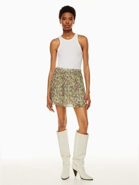 Aritzia Wilfred Twirl Mini Pleated Skirt Green Floral Size 4